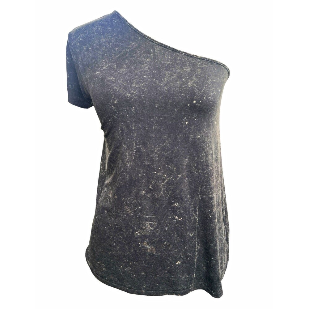 American Eagle Soft & Sexy One Shoulder Tee Gray Acid Wash Small S